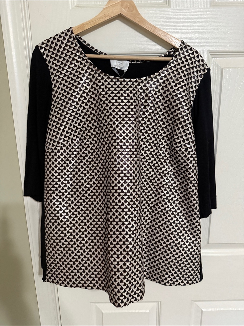 Marina Rinaldi Black and Cream Geometric Tunic